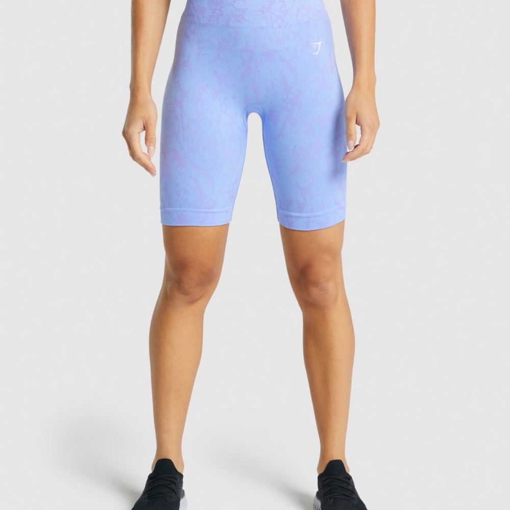 GYMSHARK ADAPT ANIMAL SEAMLESS CYCLING SHORTS - BUTTERFLY | LIGHT BLUE | SIZE M